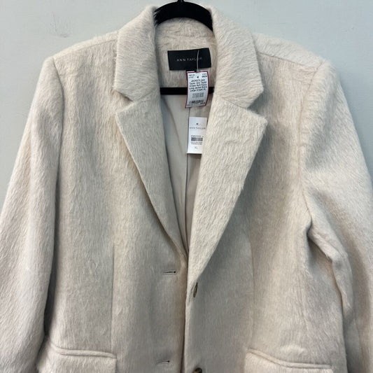 Ann Taylor Cream Soft Fuzzy Long Jacket Extra Large