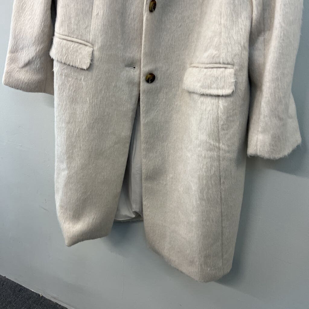 Ann Taylor Cream Soft Fuzzy Long Jacket Extra Large