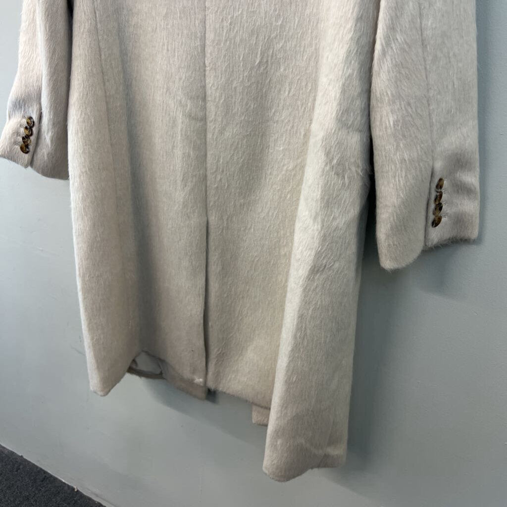 Ann Taylor Cream Soft Fuzzy Long Jacket Extra Large