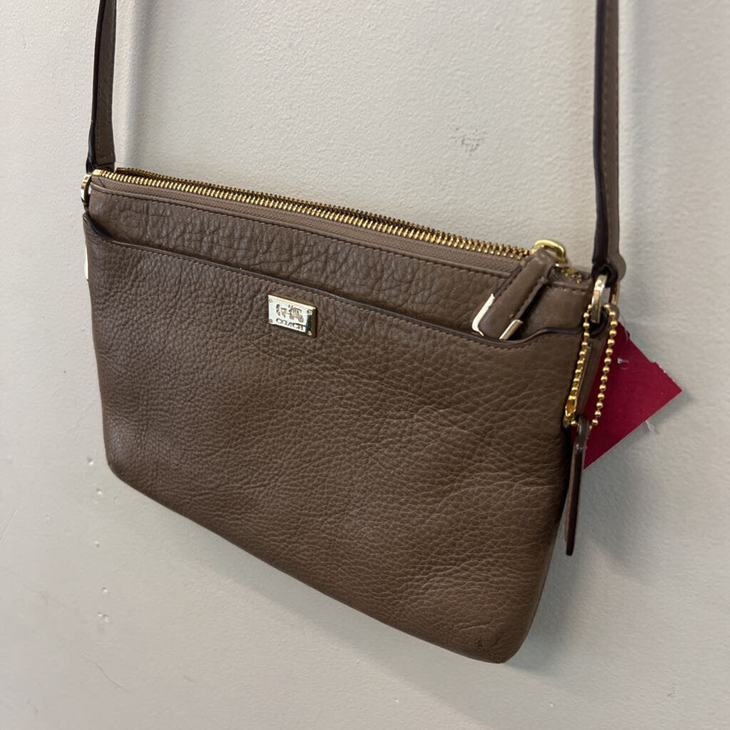 Coach Brown Pebbled Leather Small Crossbody Purse