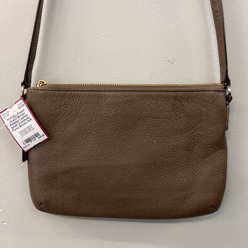 Coach Brown Pebbled Leather Small Crossbody Purse