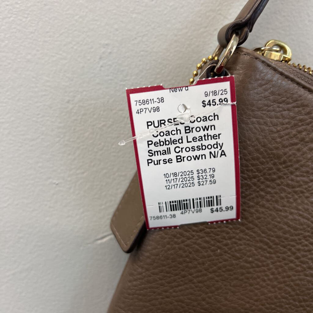 Coach Brown Pebbled Leather Small Crossbody Purse