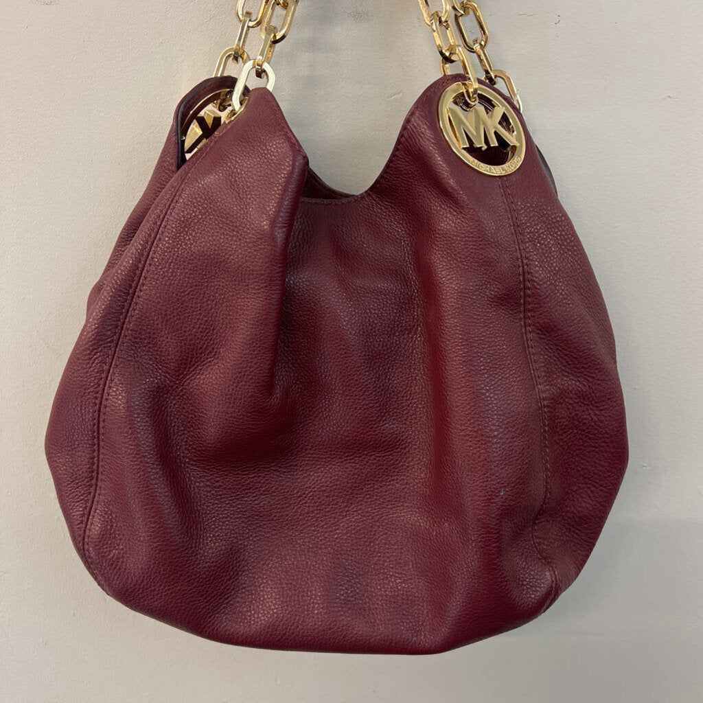 Michael Kors Burgundy Pebbled Leather Shoulder Purse
