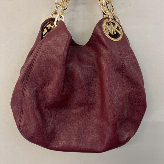 Michael Kors Burgundy Pebbled Leather Shoulder Purse