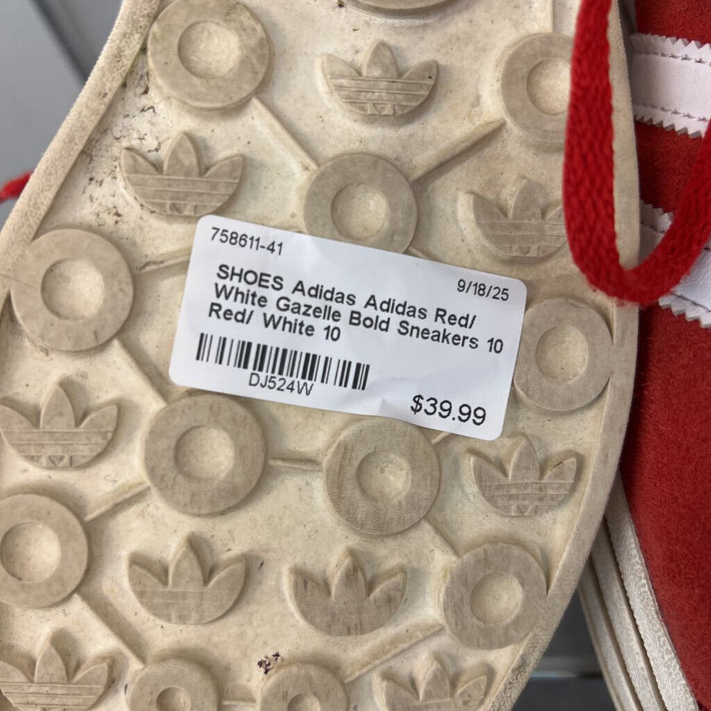 Adidas Red/ White Gazelle Bold Sneakers 10