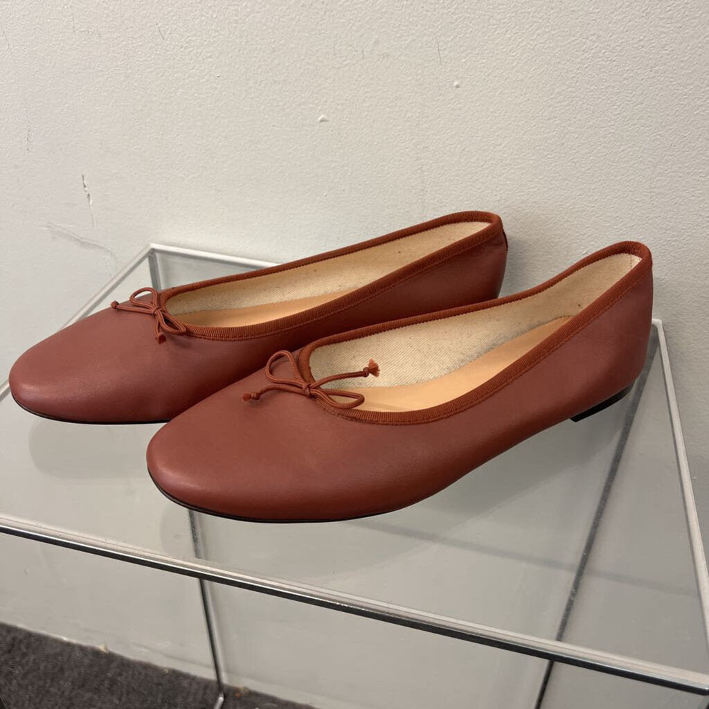 J Crew Brown Leather Slip On Ballet Flats 10