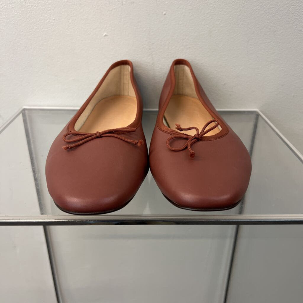J Crew Brown Leather Slip On Ballet Flats 10