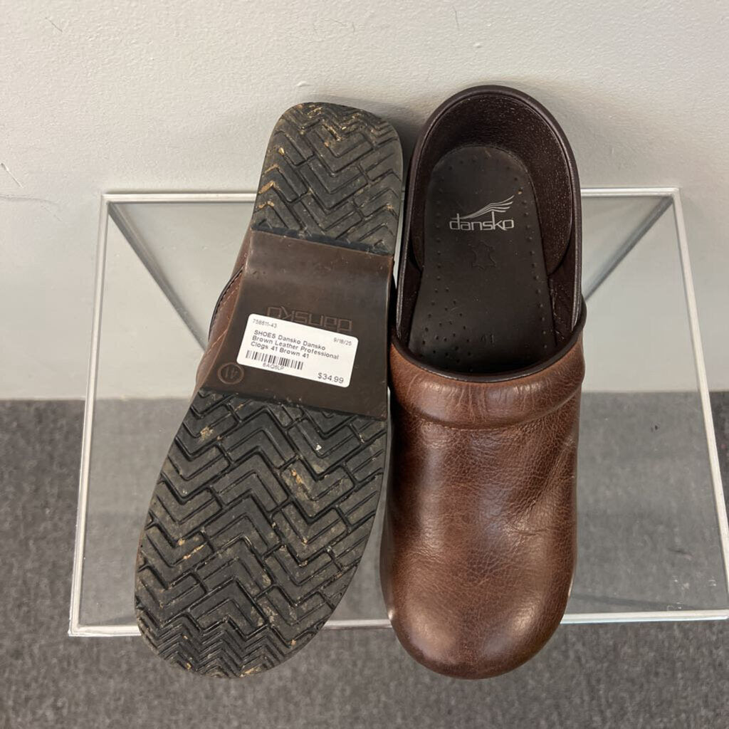 Dansko Brown Leather Professional Clogs 41