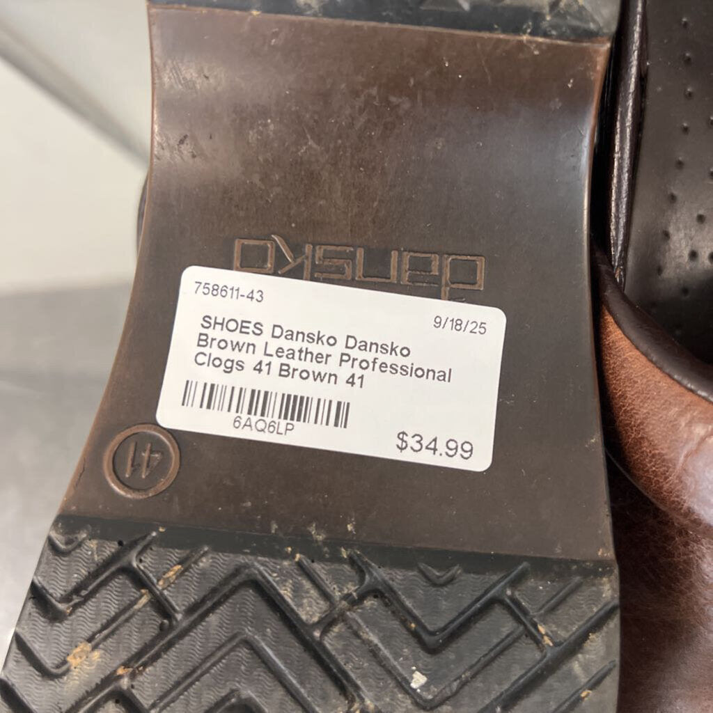 Dansko Brown Leather Professional Clogs 41