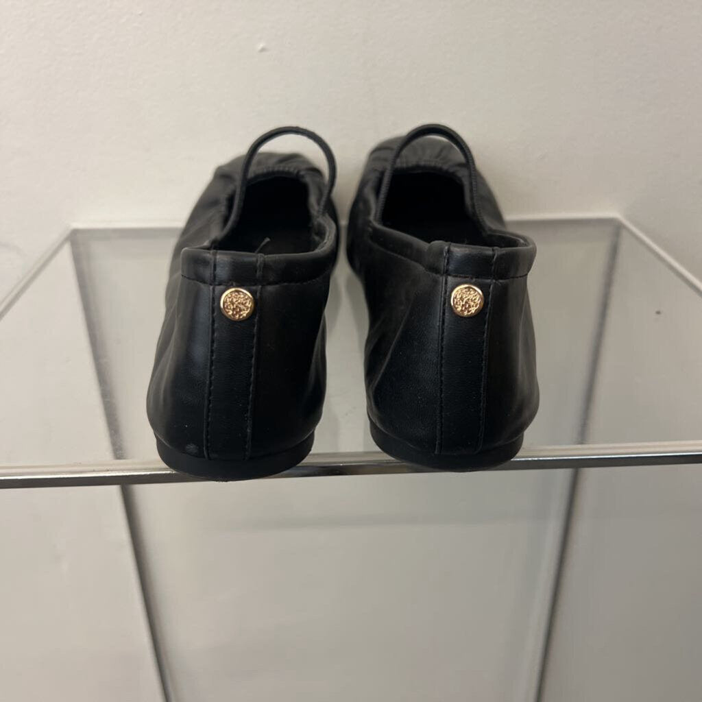Vince Camuto Black Leather Square Toe Ballet Flats 10