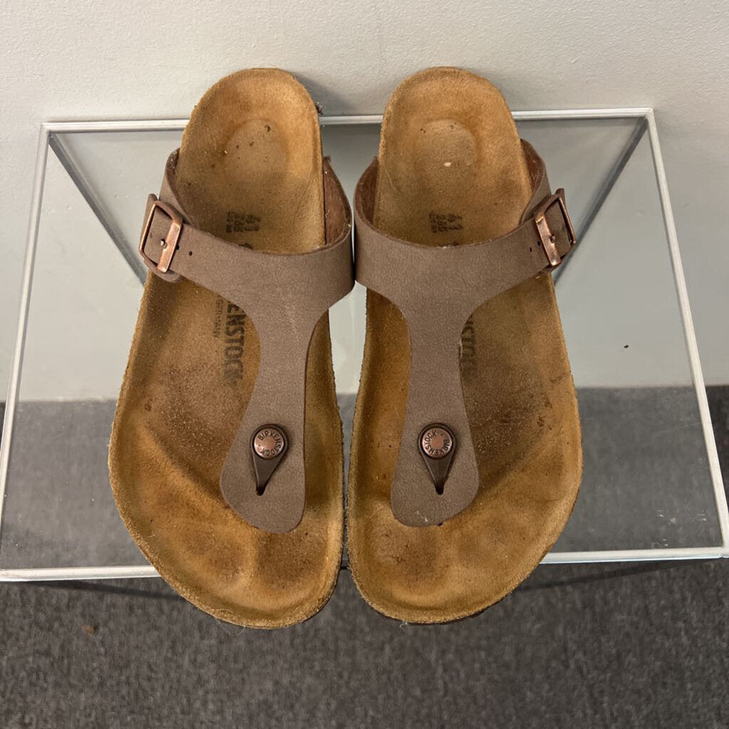 Birkenstock Brown Oiled Leather Gizeh Sandals 41