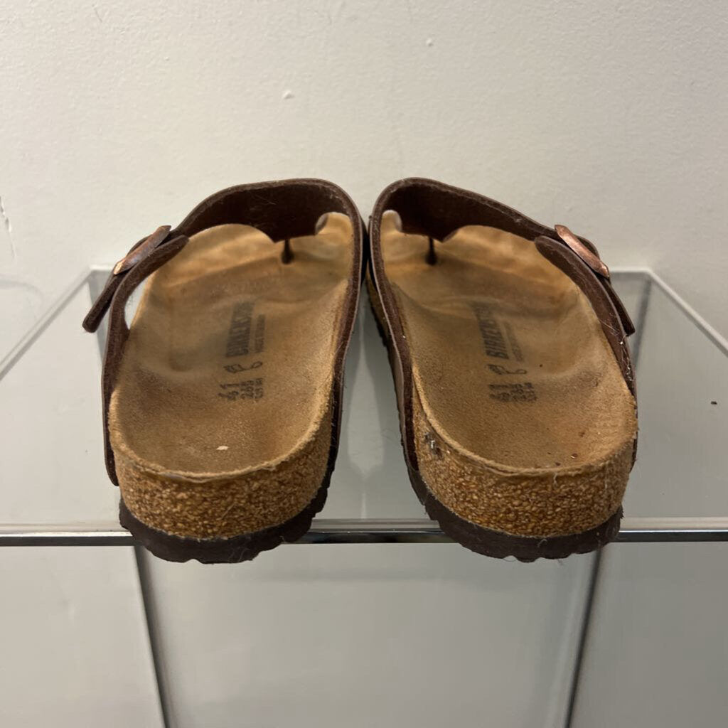 Birkenstock Brown Oiled Leather Gizeh Sandals 41