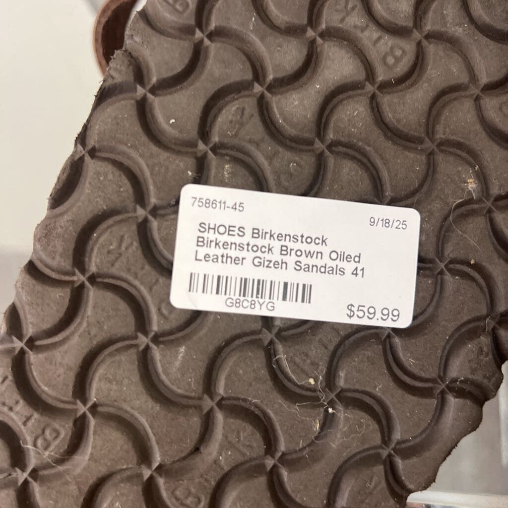 Birkenstock Brown Oiled Leather Gizeh Sandals 41