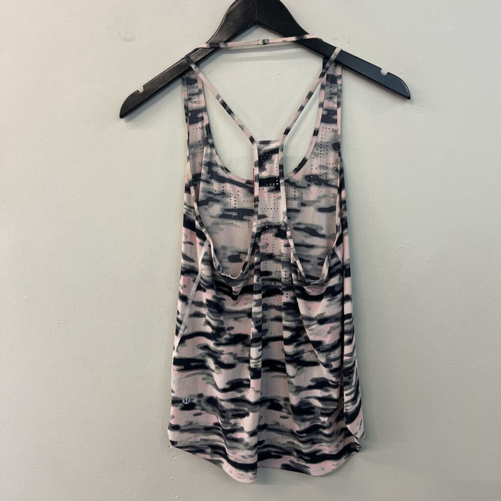 Lululemon Pink/ Black Print Tank Top Medium