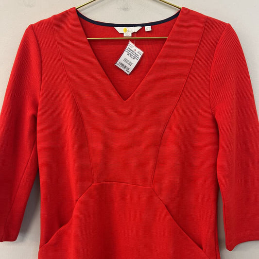 Boden Red Ribbed Long Sleeve Dress 6R