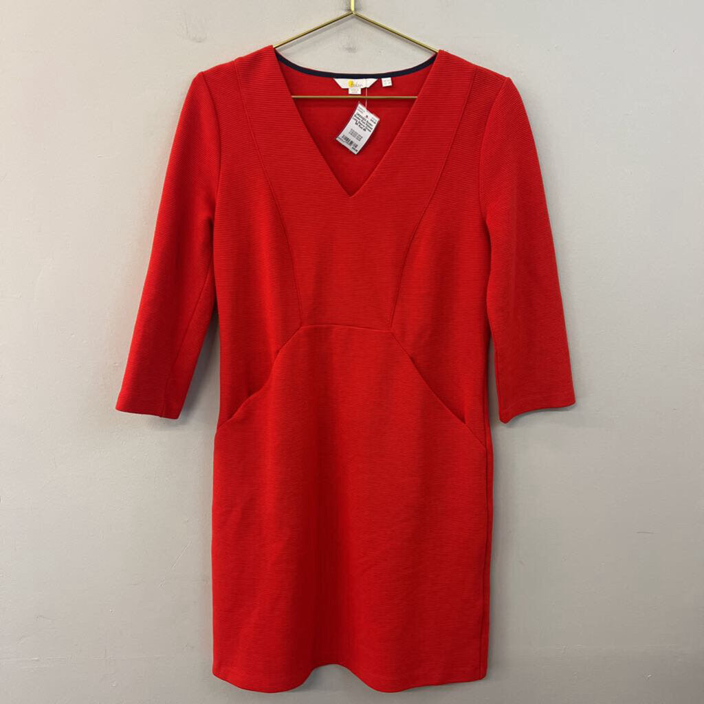 Boden Red Ribbed Long Sleeve Dress 6R
