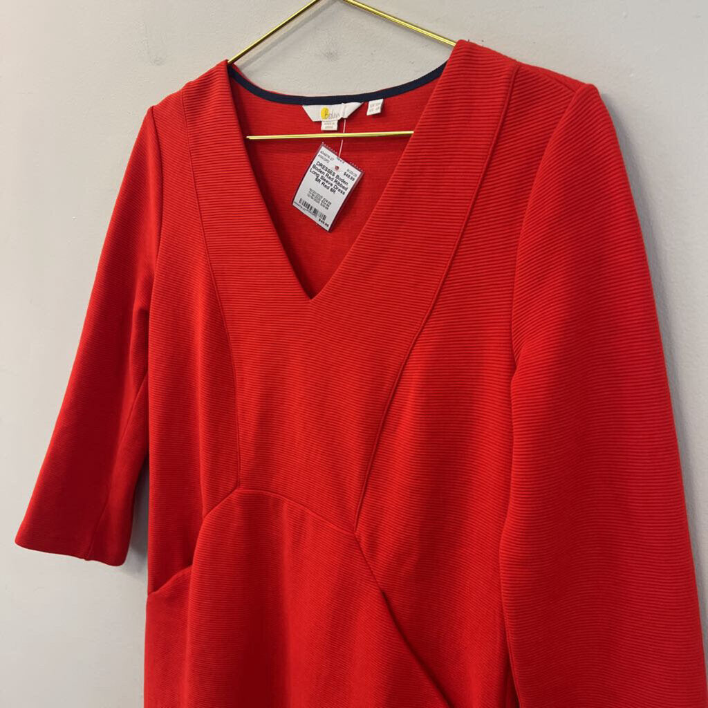 Boden Red Ribbed Long Sleeve Dress 6R
