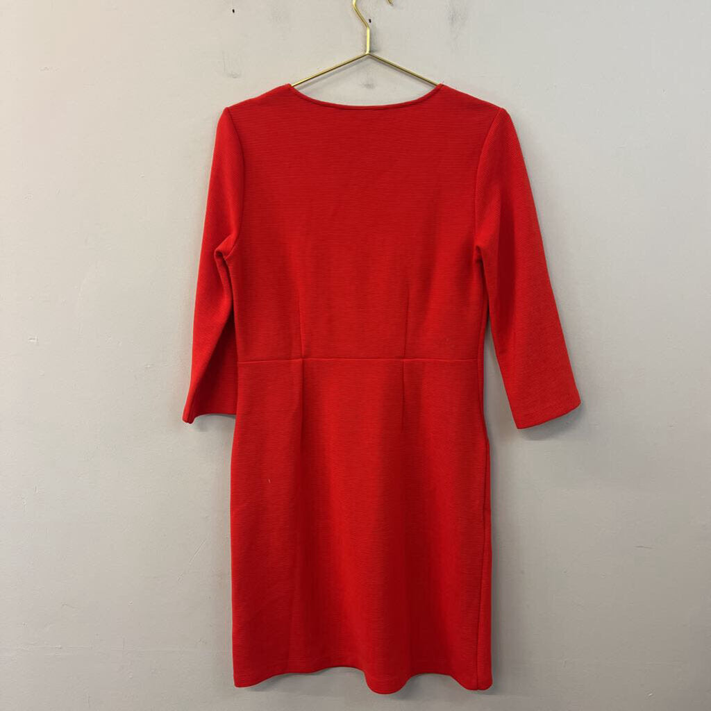 Boden Red Ribbed Long Sleeve Dress 6R