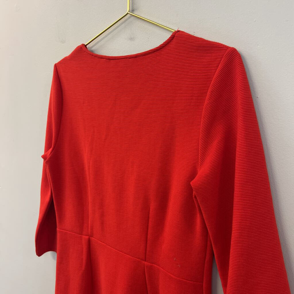 Boden Red Ribbed Long Sleeve Dress 6R