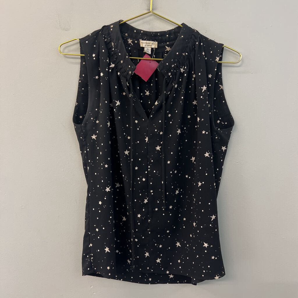 Current Air Black/ White Star Print Sleeveless Top Extra Small