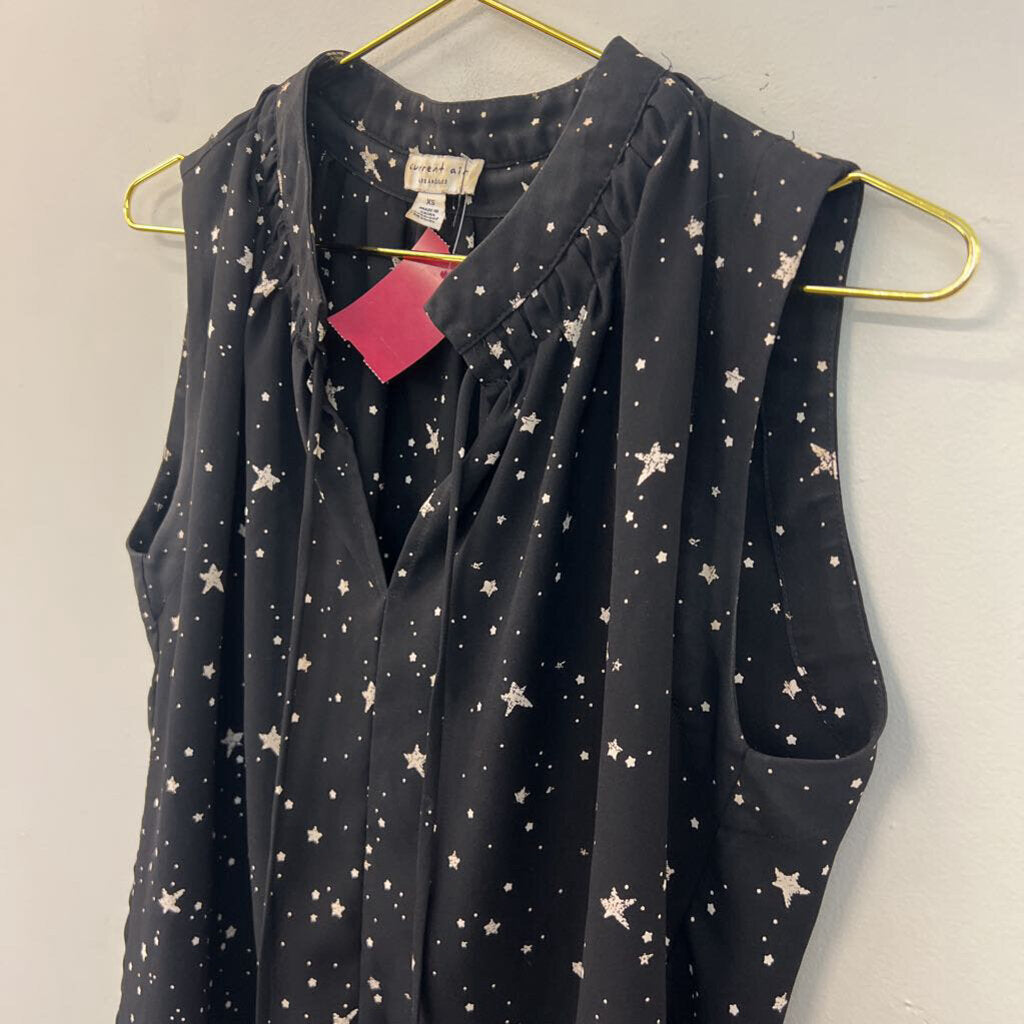 Current Air Black/ White Star Print Sleeveless Top Extra Small