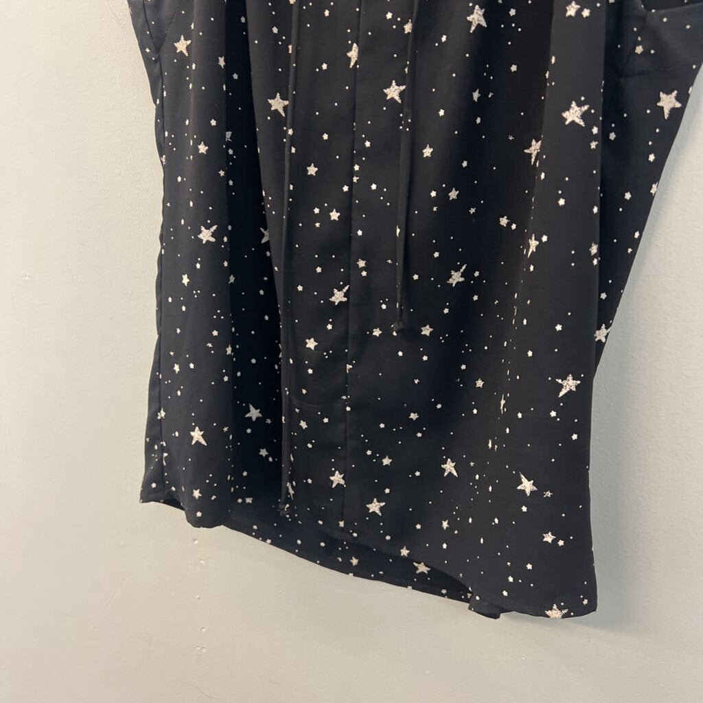 Current Air Black/ White Star Print Sleeveless Top Extra Small