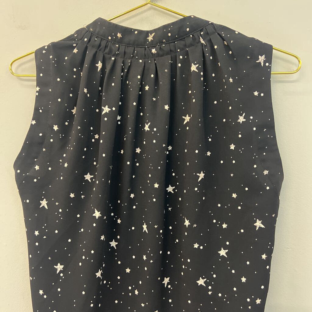 Current Air Black/ White Star Print Sleeveless Top Extra Small