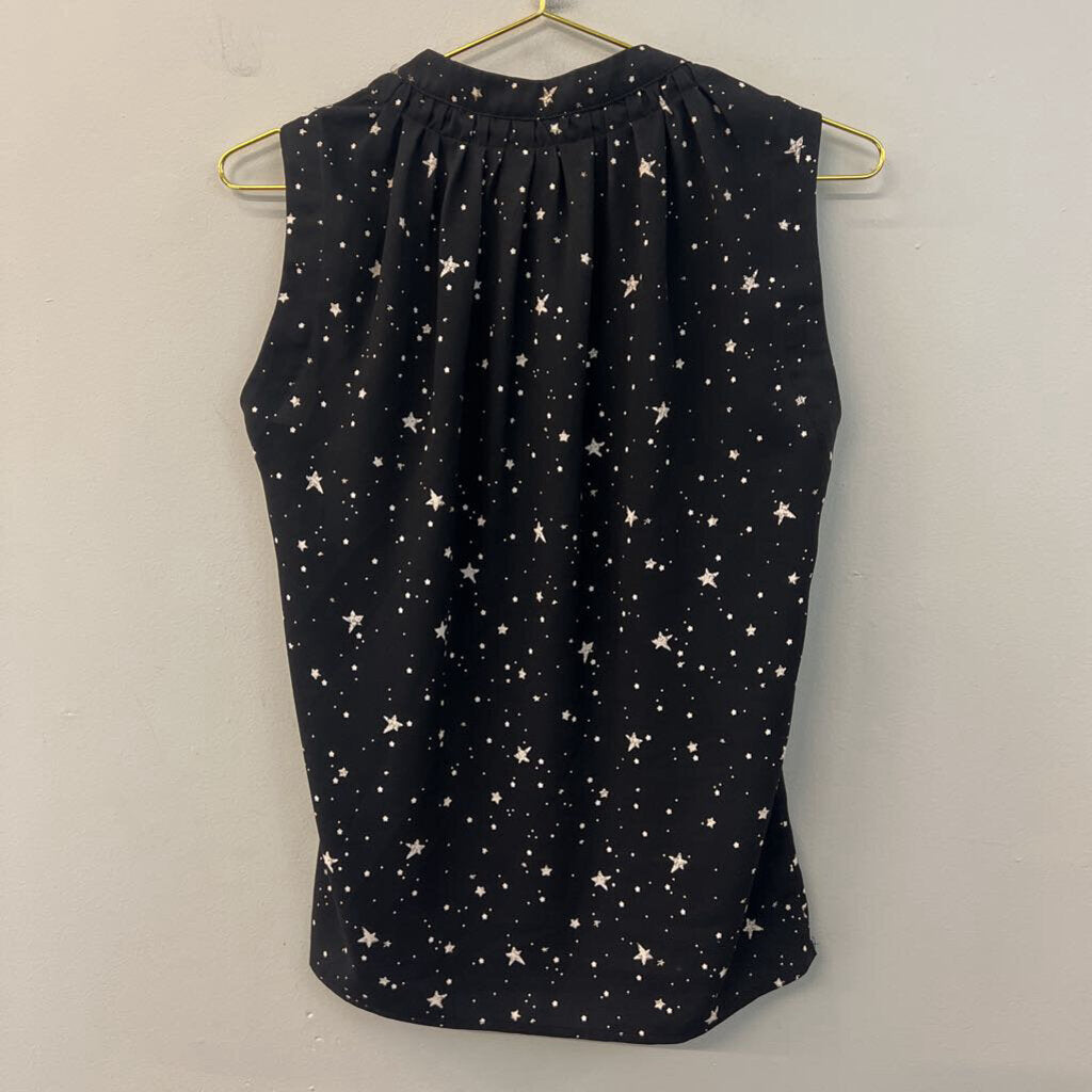 Current Air Black/ White Star Print Sleeveless Top Extra Small