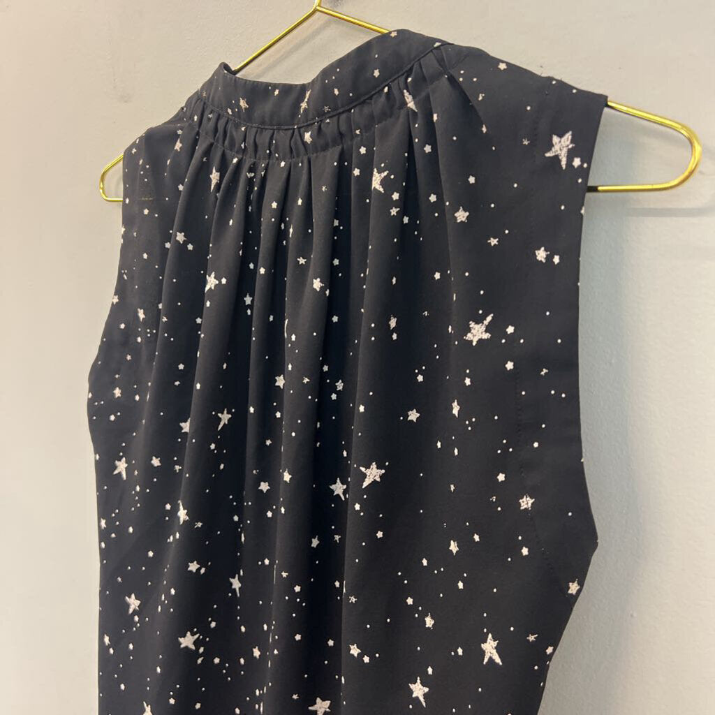Current Air Black/ White Star Print Sleeveless Top Extra Small