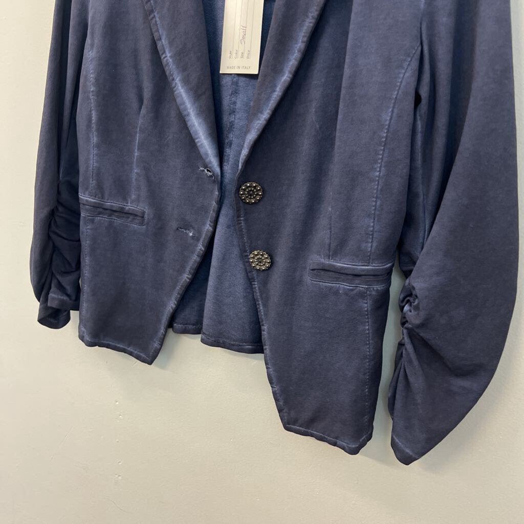 Grey Violet Navy Fitted Blazer Jacket Small