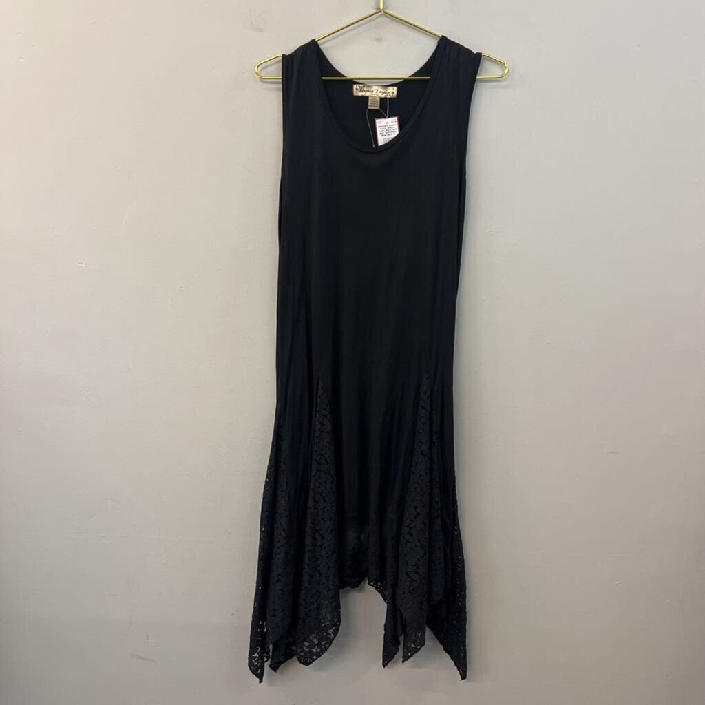 Jessica Taylor Black Lace Hem Tank Dress Small