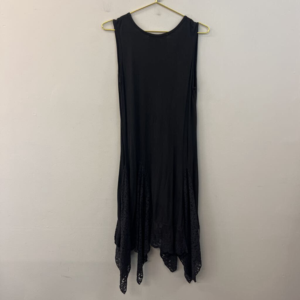 Jessica Taylor Black Lace Hem Tank Dress Small