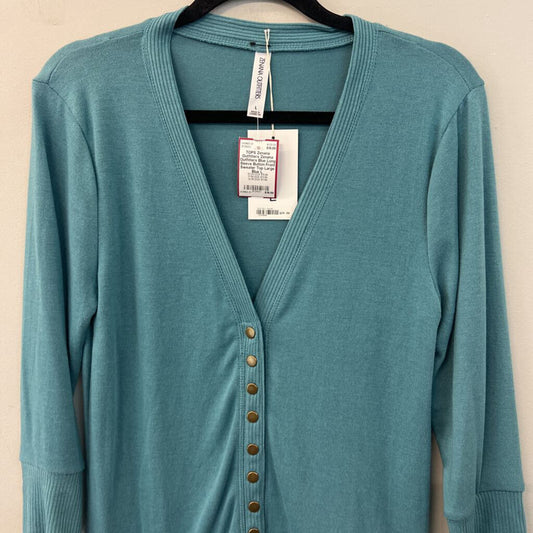 Zenana Outfitters Blue Long Sleeve Button Front Sweater Top Large