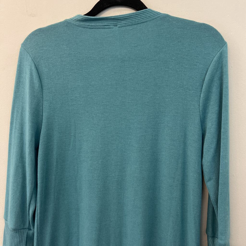 Zenana Outfitters Blue Long Sleeve Button Front Sweater Top Large