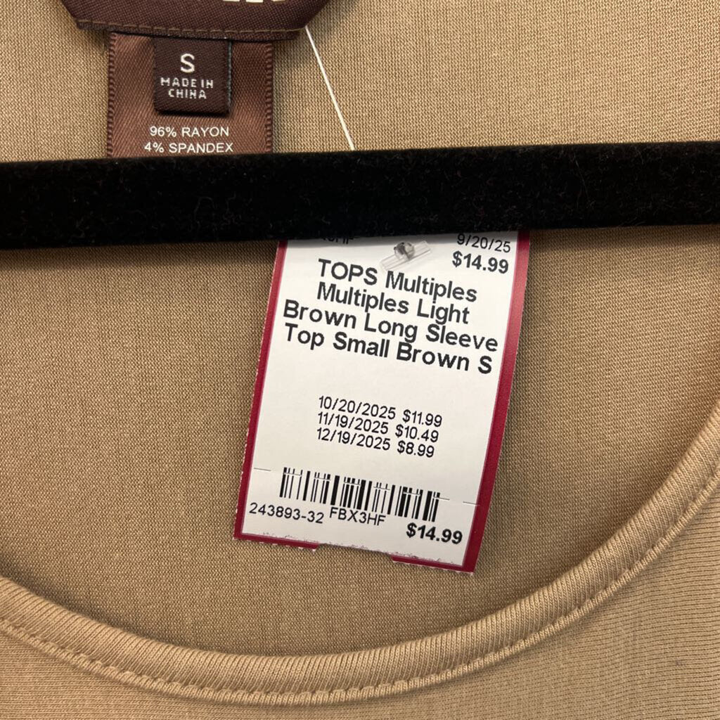 Multiples Light Brown Long Sleeve Top Small