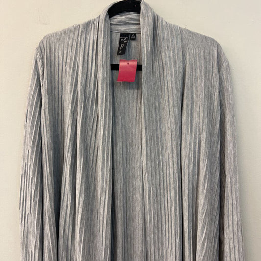 Focus Causal Life Grey Textured Open Front Duster Top Medium