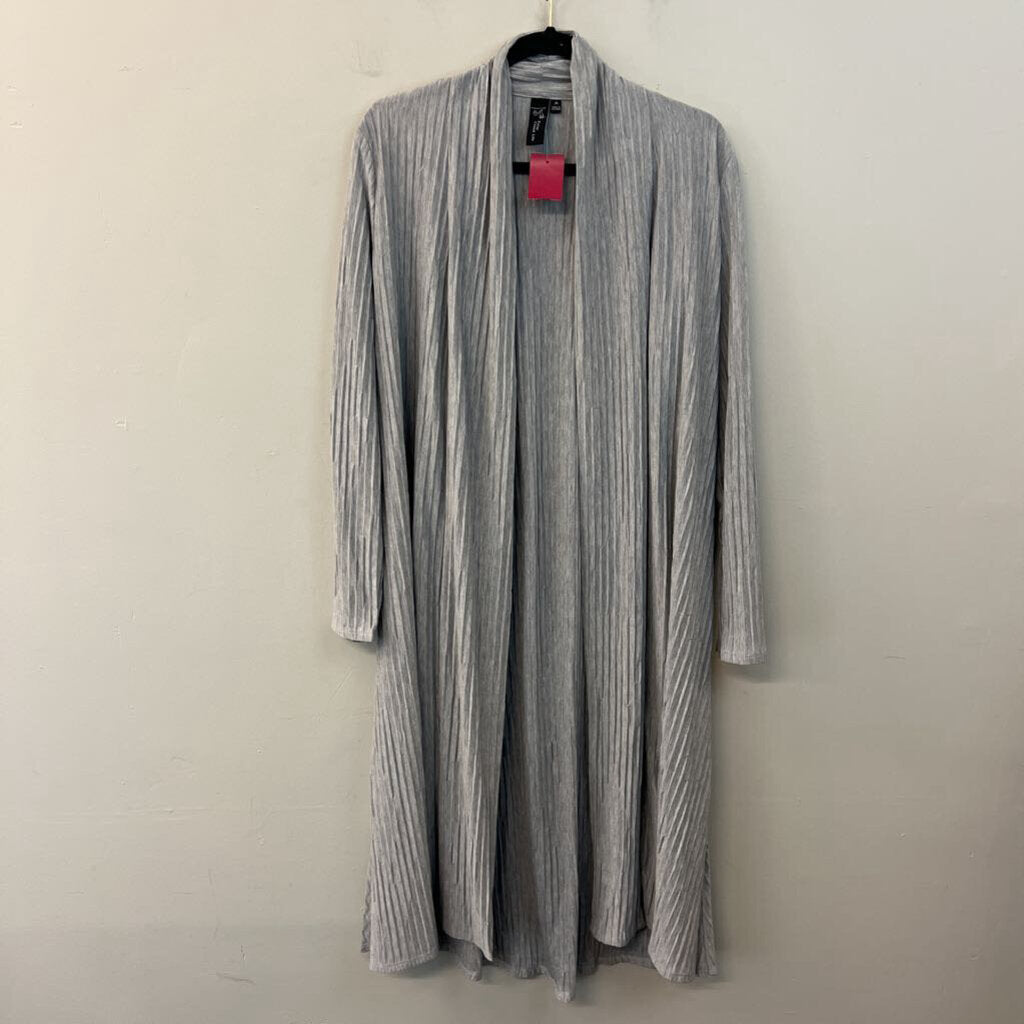 Focus Causal Life Grey Textured Open Front Duster Top Medium