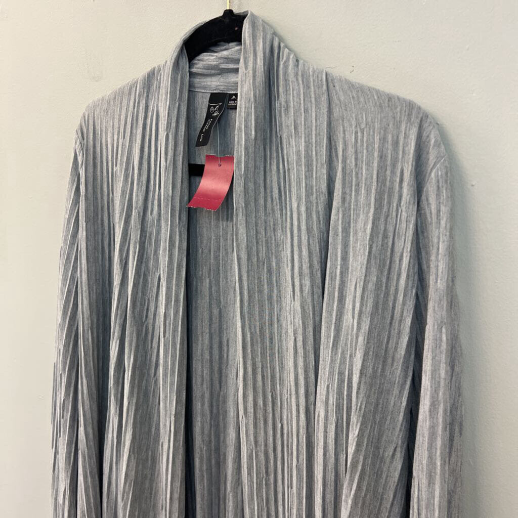 Focus Causal Life Grey Textured Open Front Duster Top Medium