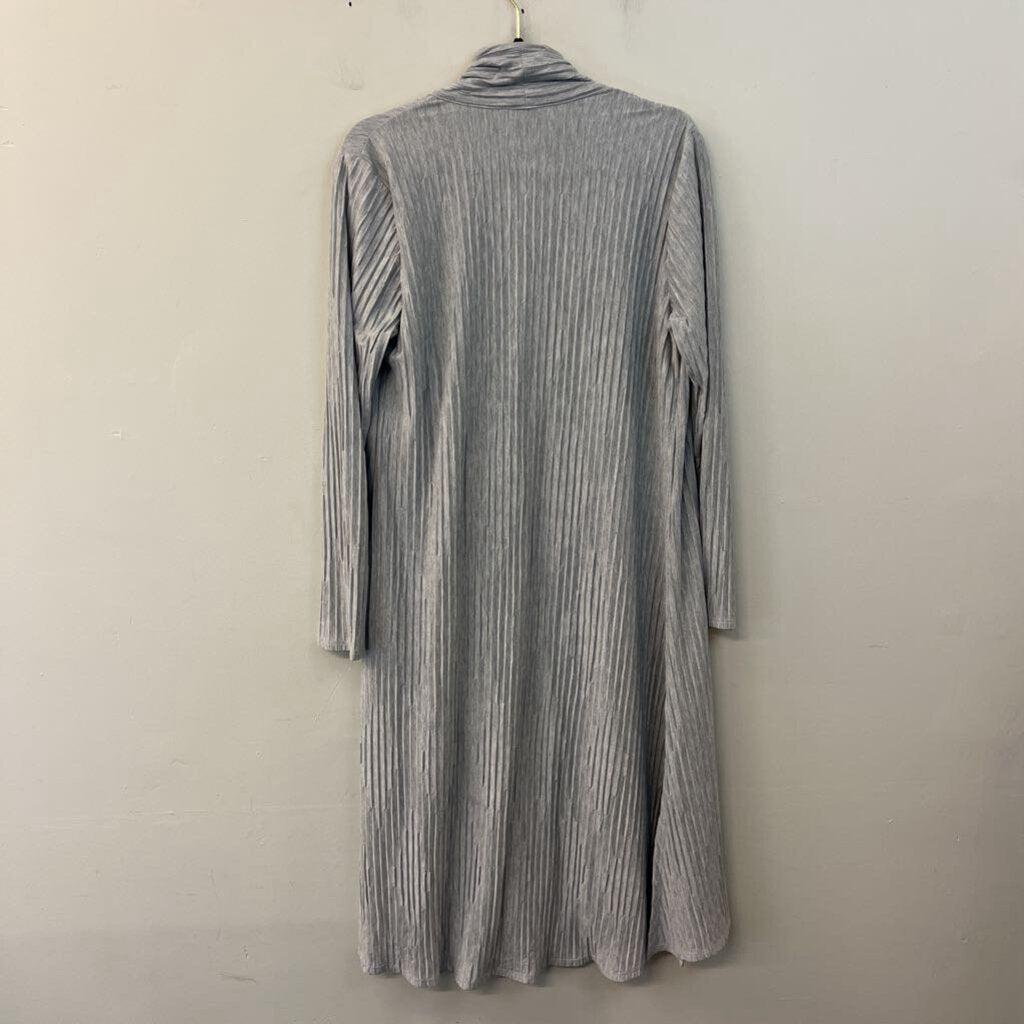 Focus Causal Life Grey Textured Open Front Duster Top Medium