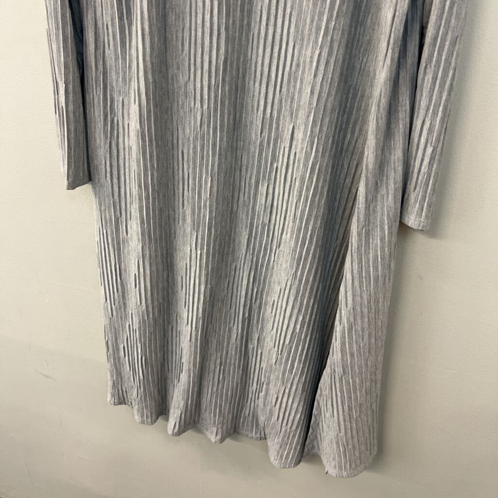 Focus Causal Life Grey Textured Open Front Duster Top Medium