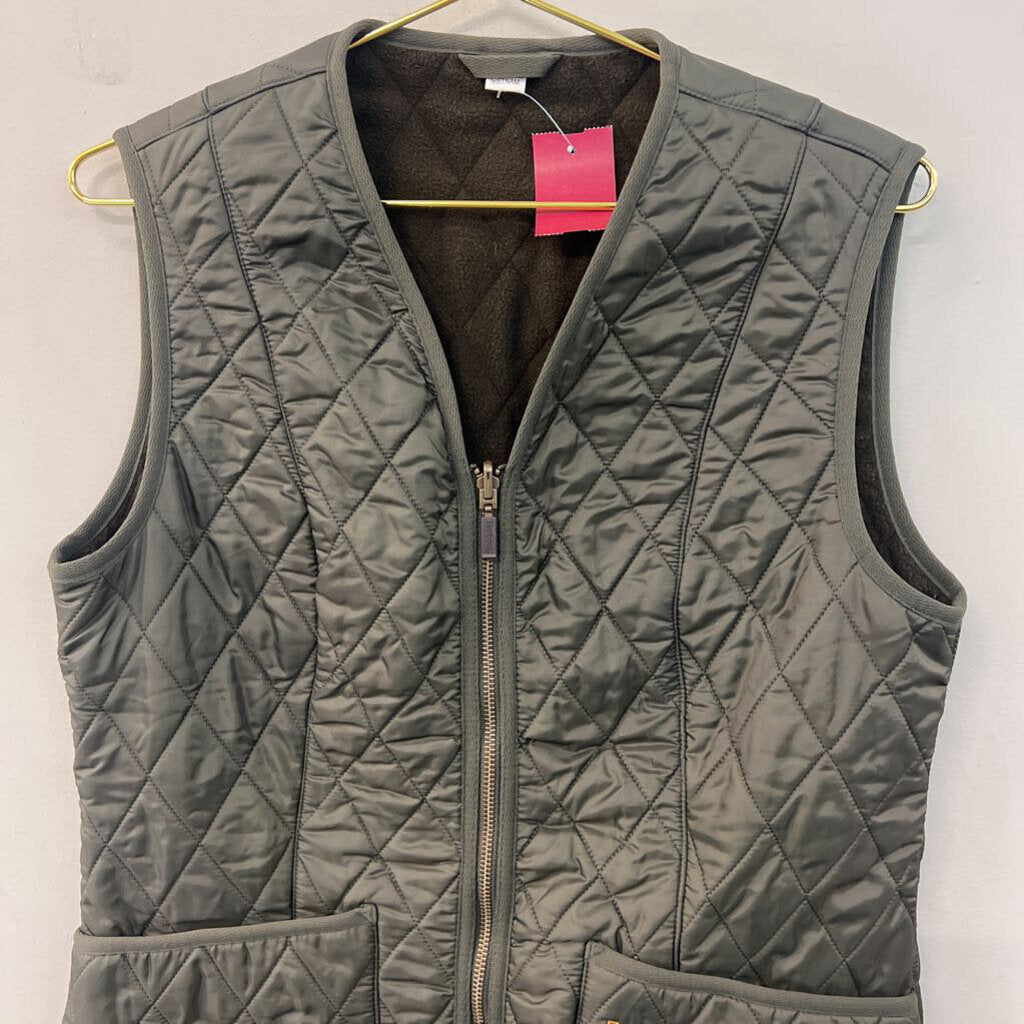 Barbour Green Quilted Fleece Lined Zip Up Vest 8