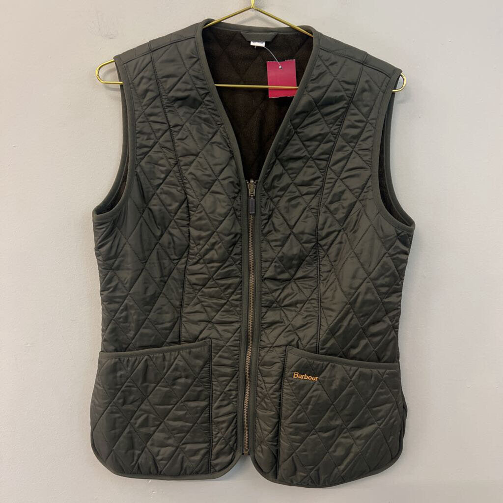 Barbour Green Quilted Fleece Lined Zip Up Vest 8