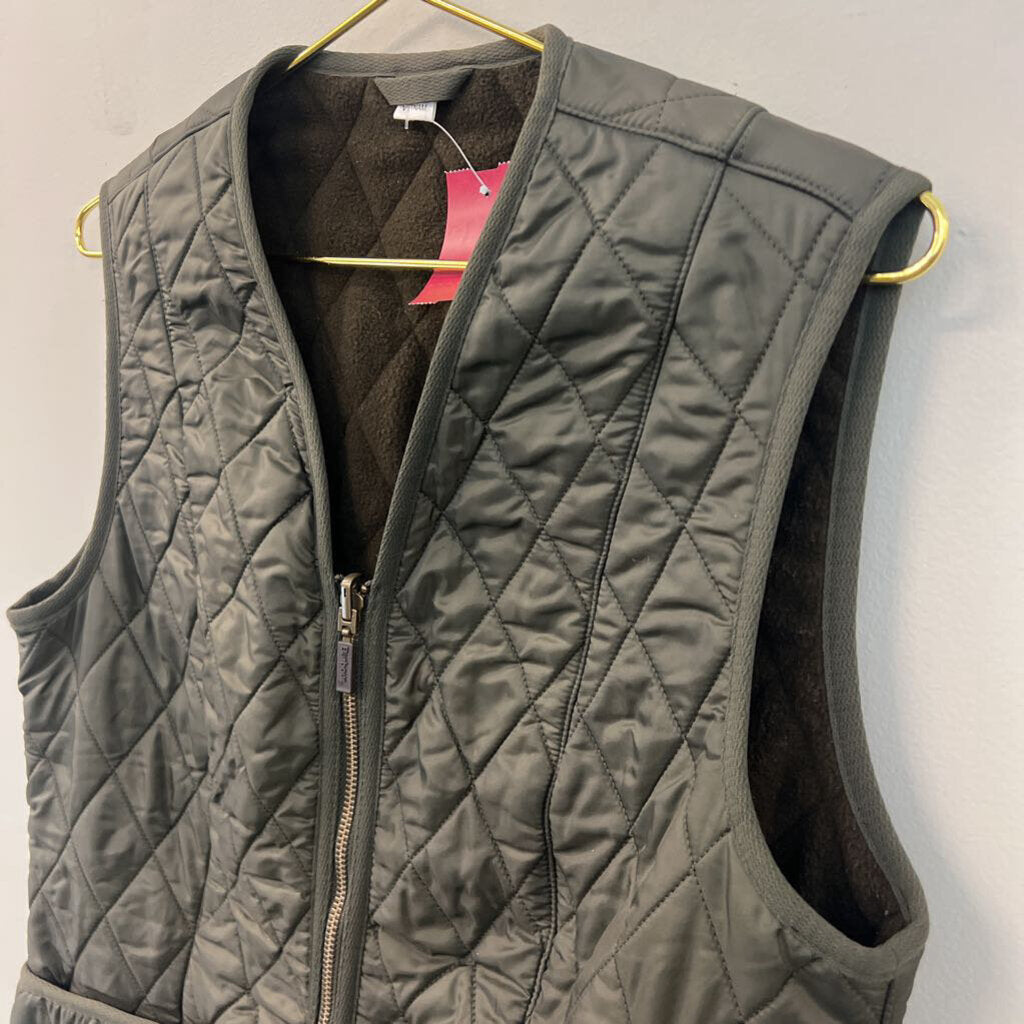 Barbour Green Quilted Fleece Lined Zip Up Vest 8