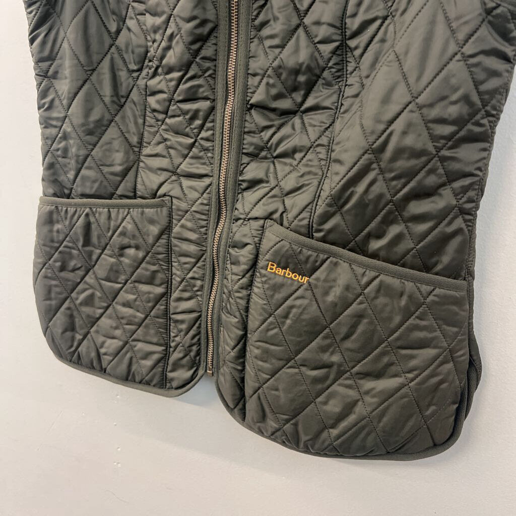 Barbour Green Quilted Fleece Lined Zip Up Vest 8