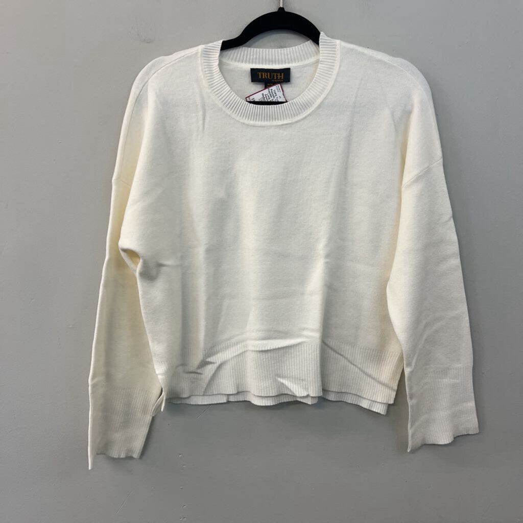 Truth by Republic Soft White Long Sleeve Sweater Top Medium