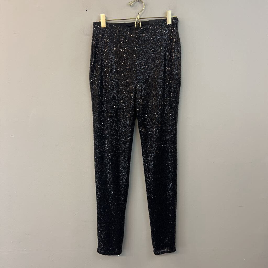 White House Black Market Black Sequin Skinny Leg Pants Small