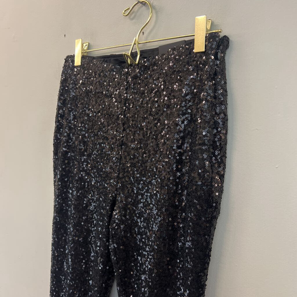 White House Black Market Black Sequin Skinny Leg Pants Small