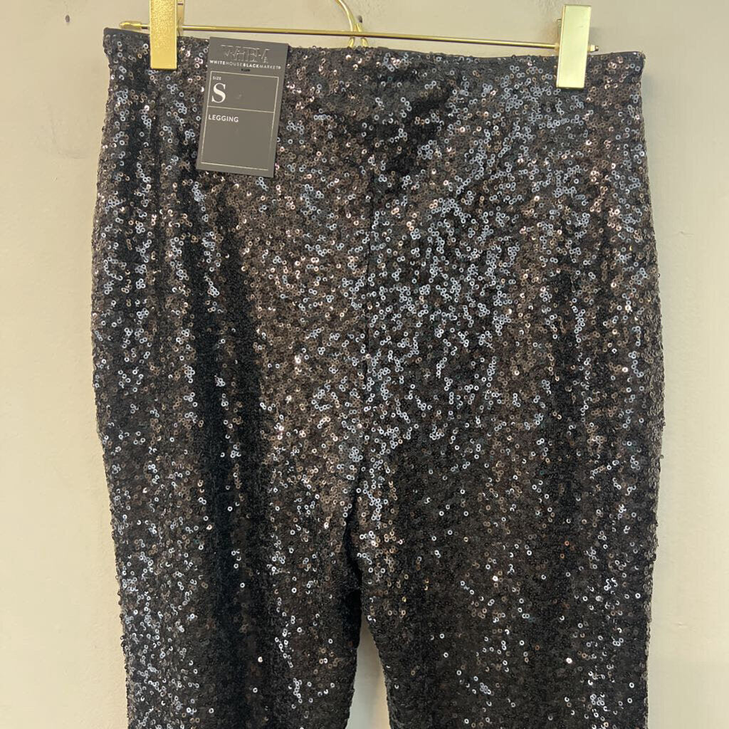White House Black Market Black Sequin Skinny Leg Pants Small
