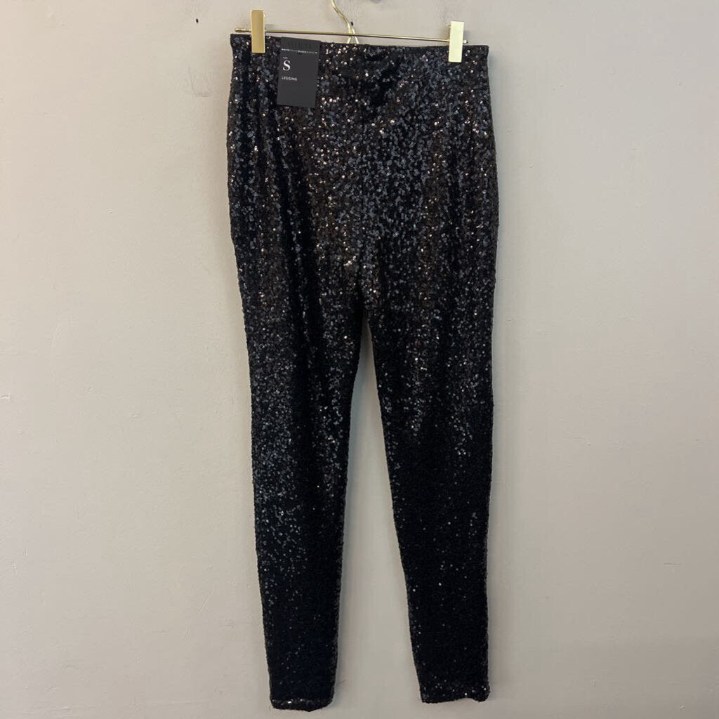 White House Black Market Black Sequin Skinny Leg Pants Small