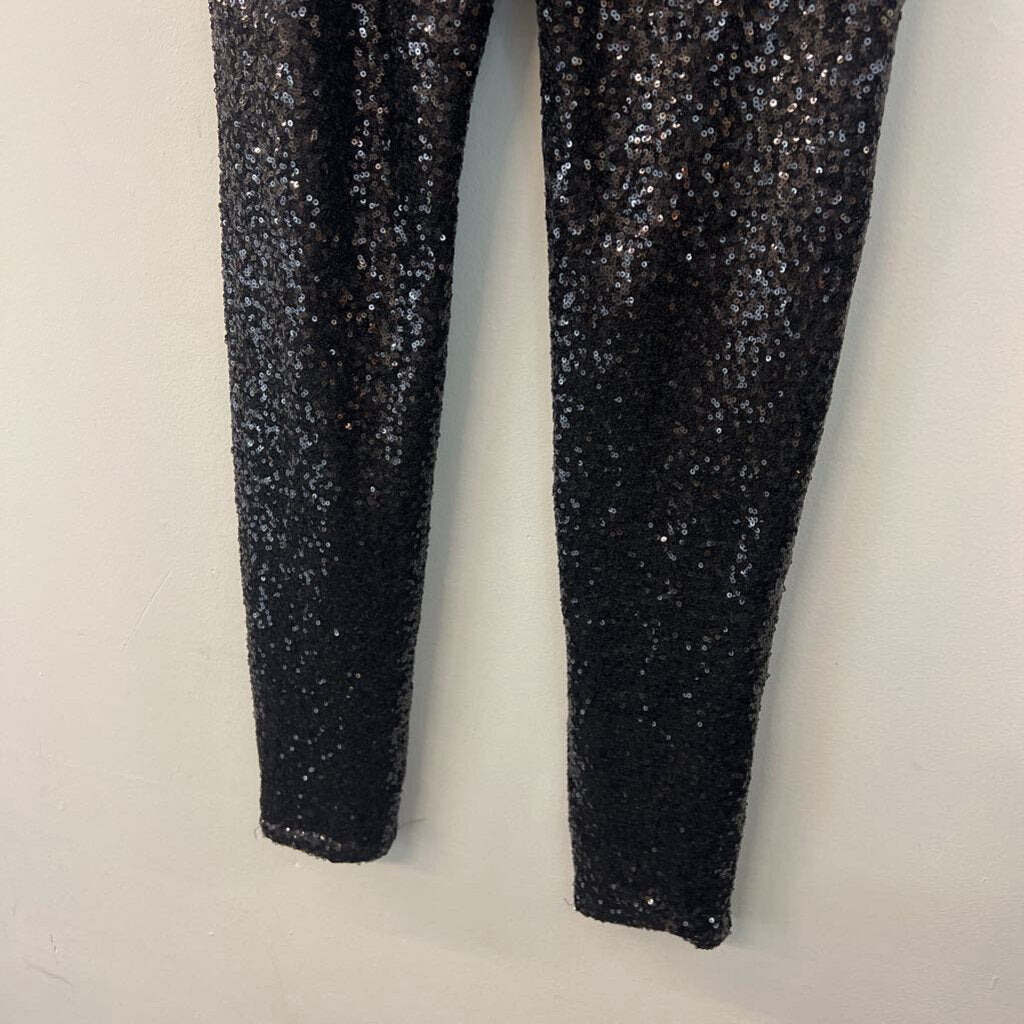 White House Black Market Black Sequin Skinny Leg Pants Small